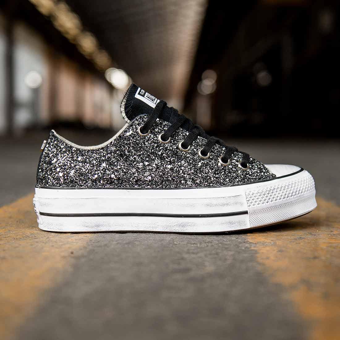 Converse Brillantini Nere Basse - Suola Platform - Outlet - immagine 3