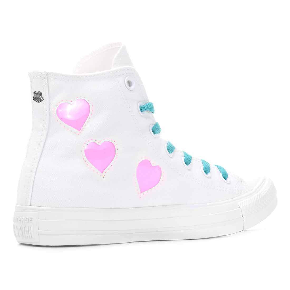 Converse All Star Alte Bianche con Cuori trasparenti - immagine 4