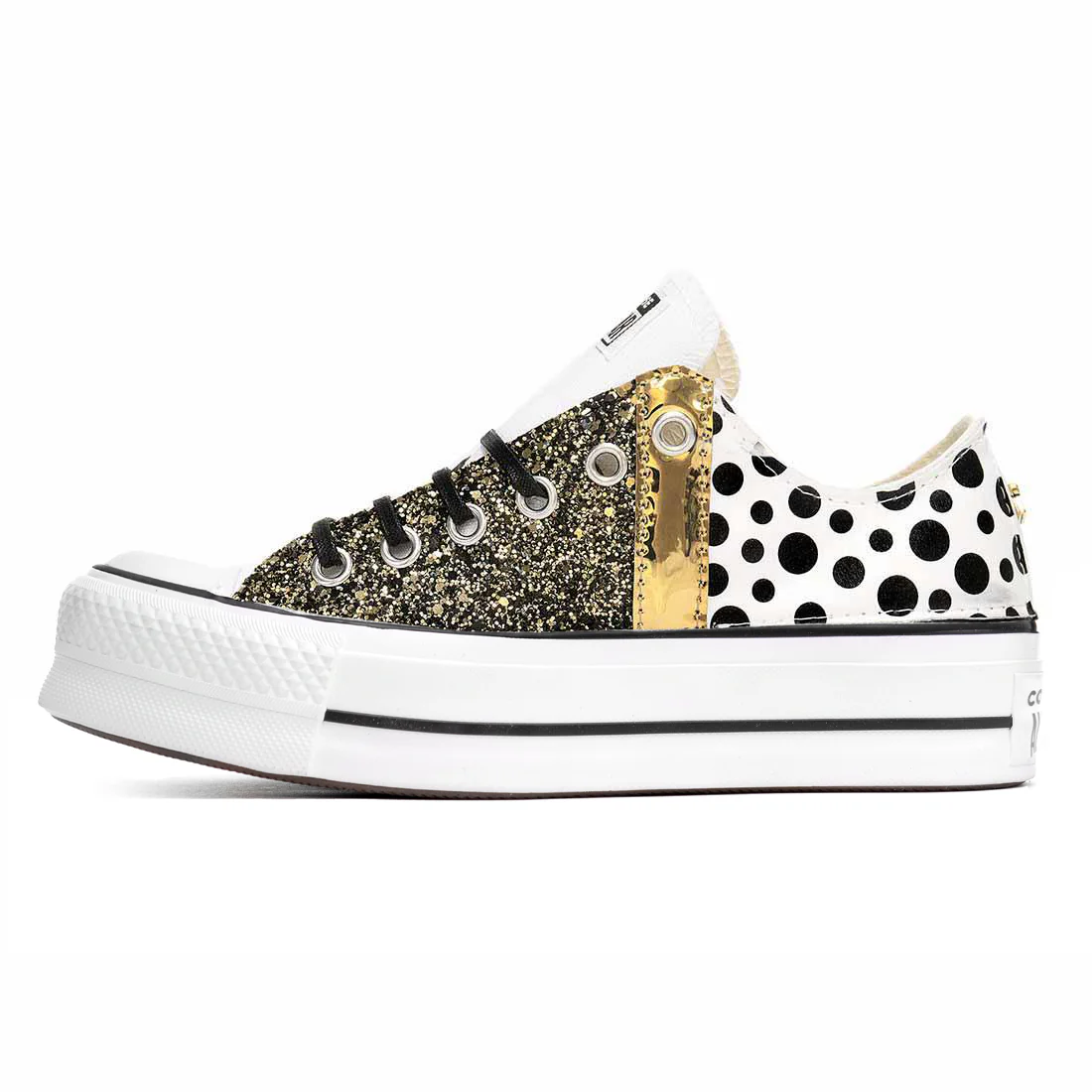 Converse All Star Basse Glitter Oro con Pois - immagine 3