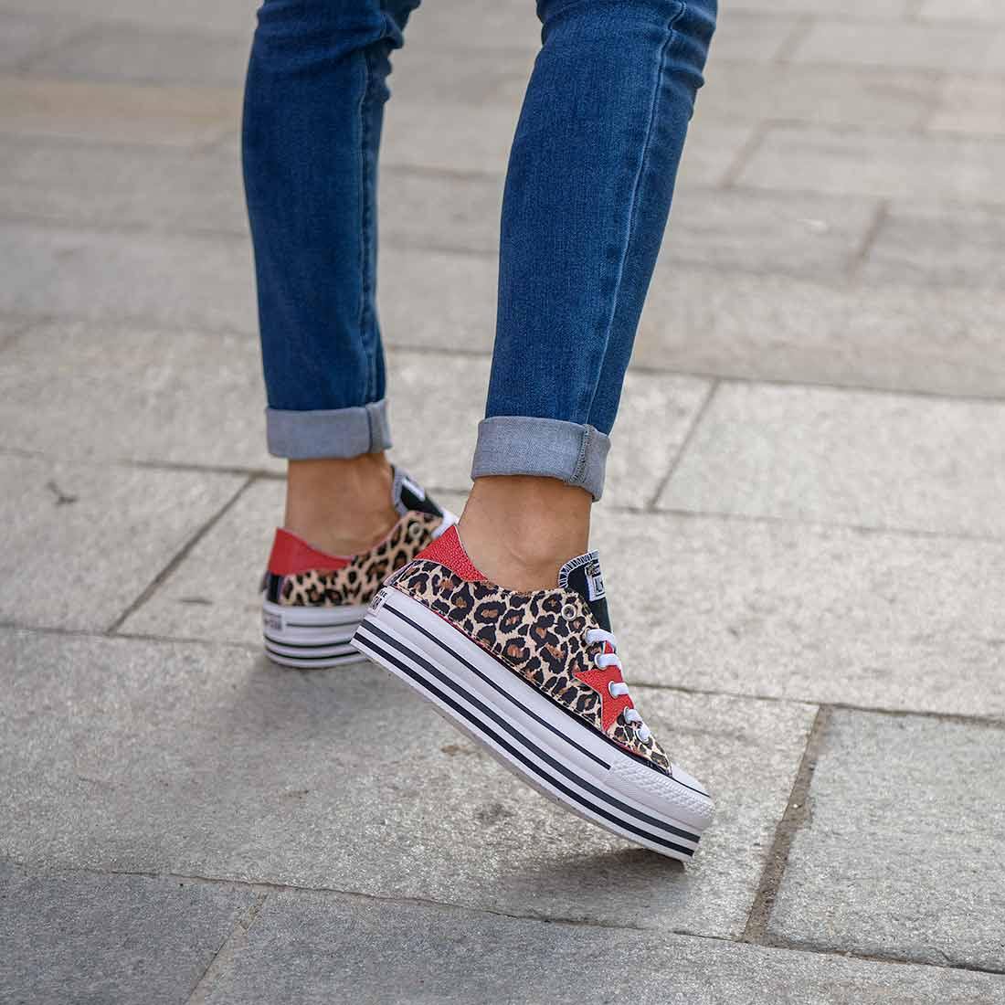 Converse All Star Basse suola platform - Leopardate - Outlet - immagine 3
