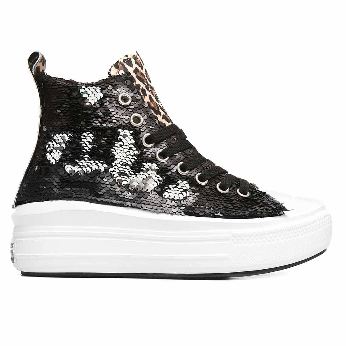 Converse All Star Move Paillettes Nere e Leopardate - immagine 4