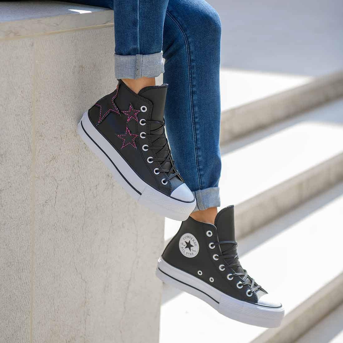 Converse All Star Platform in Pelle con Stelle Nere - immagine 3