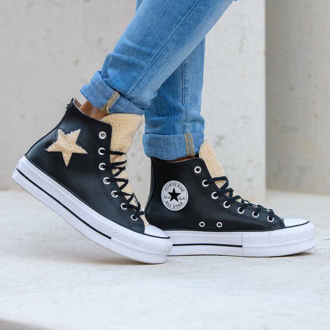 Converse All Star Platform in Pelle con Stella Teddy - immagine 5