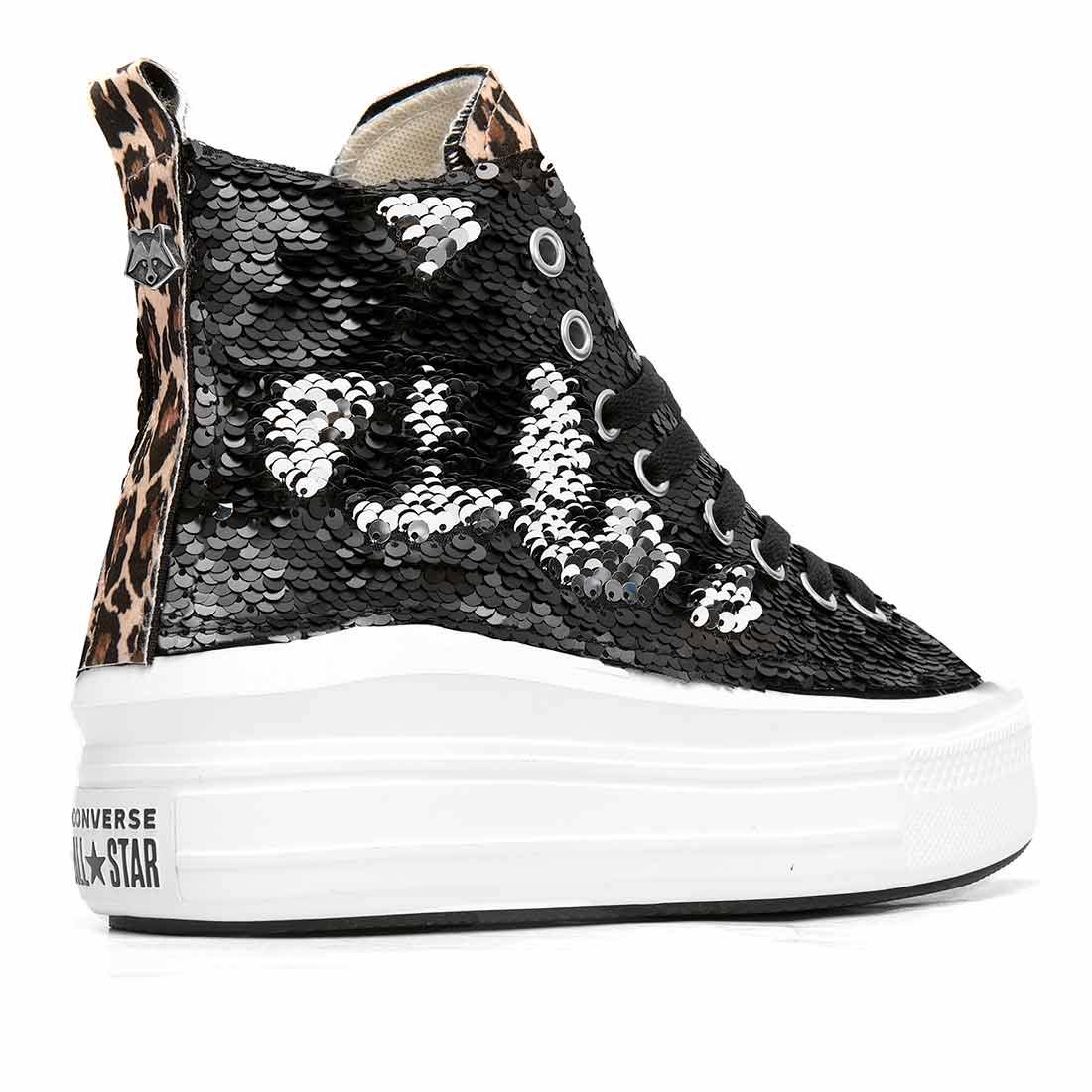 Converse All Star Move Paillettes Nere e Leopardate - immagine 6