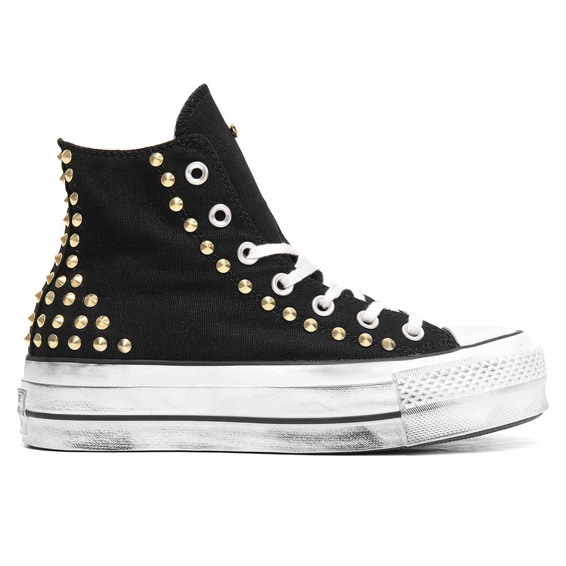 Converse All Star Alte Nere Borchiate Oro - immagine 2