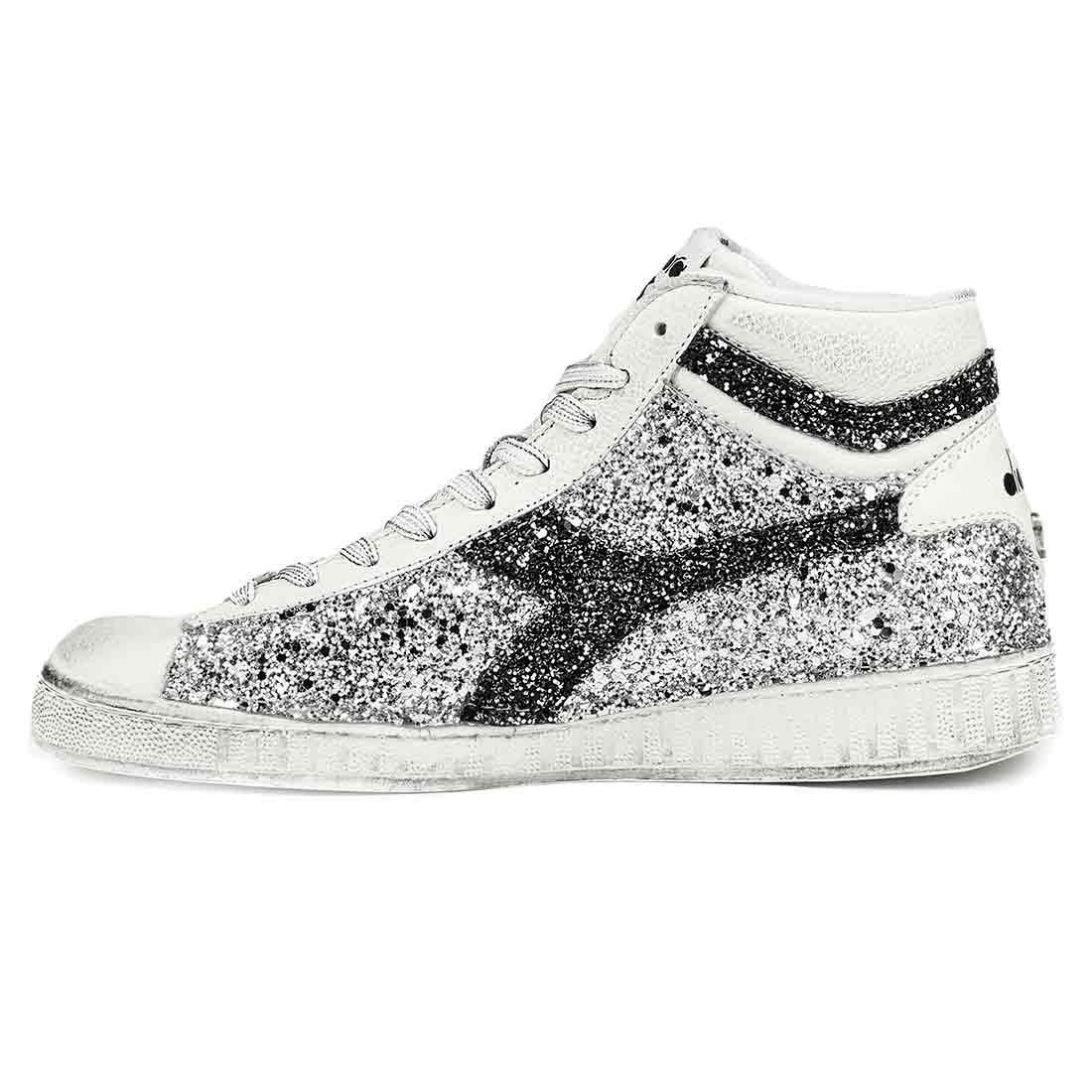 Diadora Game L High con Glitter Argento e Nero - immagine 4