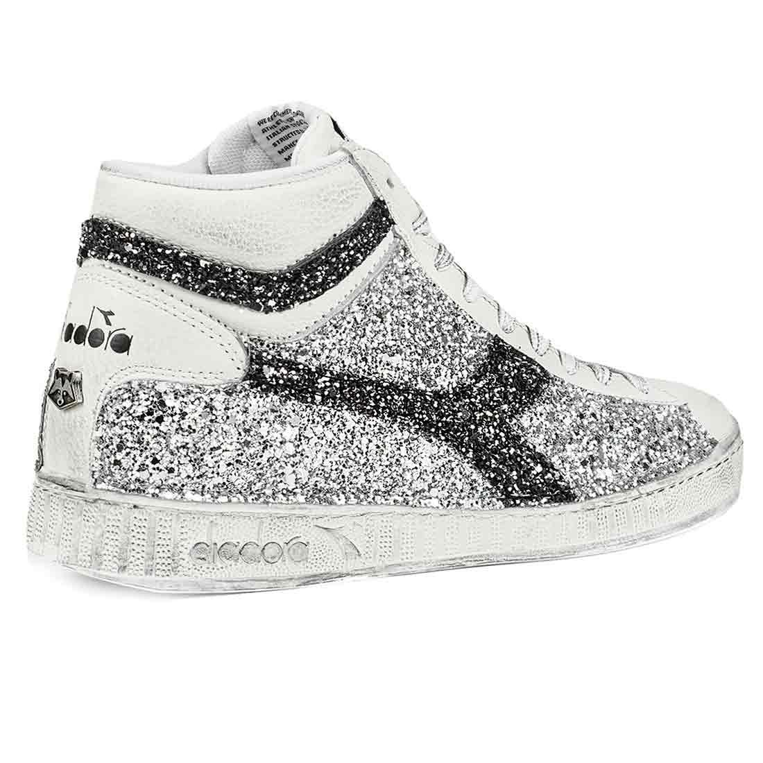 Diadora Game L High con Glitter Argento e Nero - immagine 5