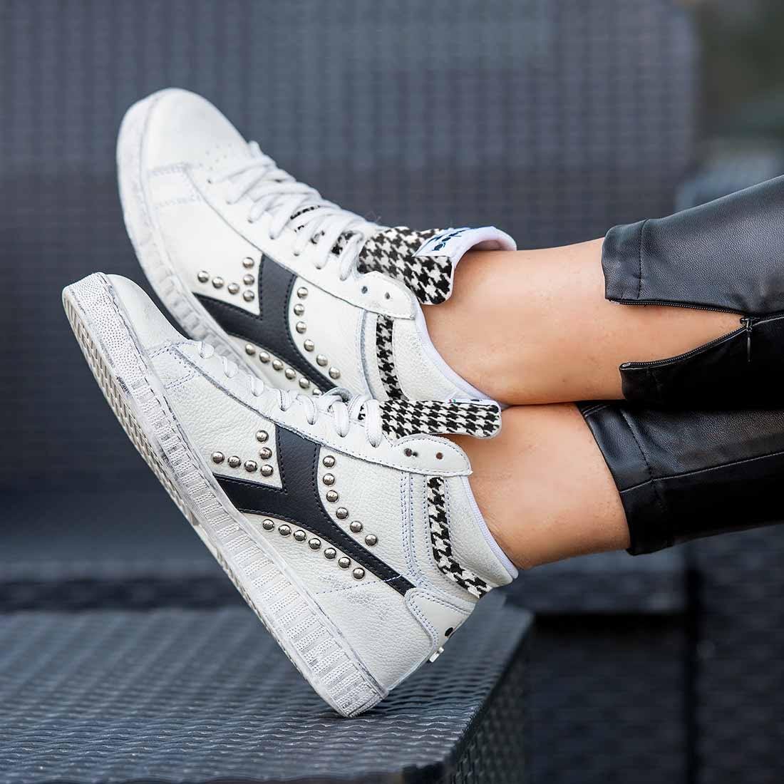 Diadora Game High Pied De Poule con Borchie - Nere - immagine 3