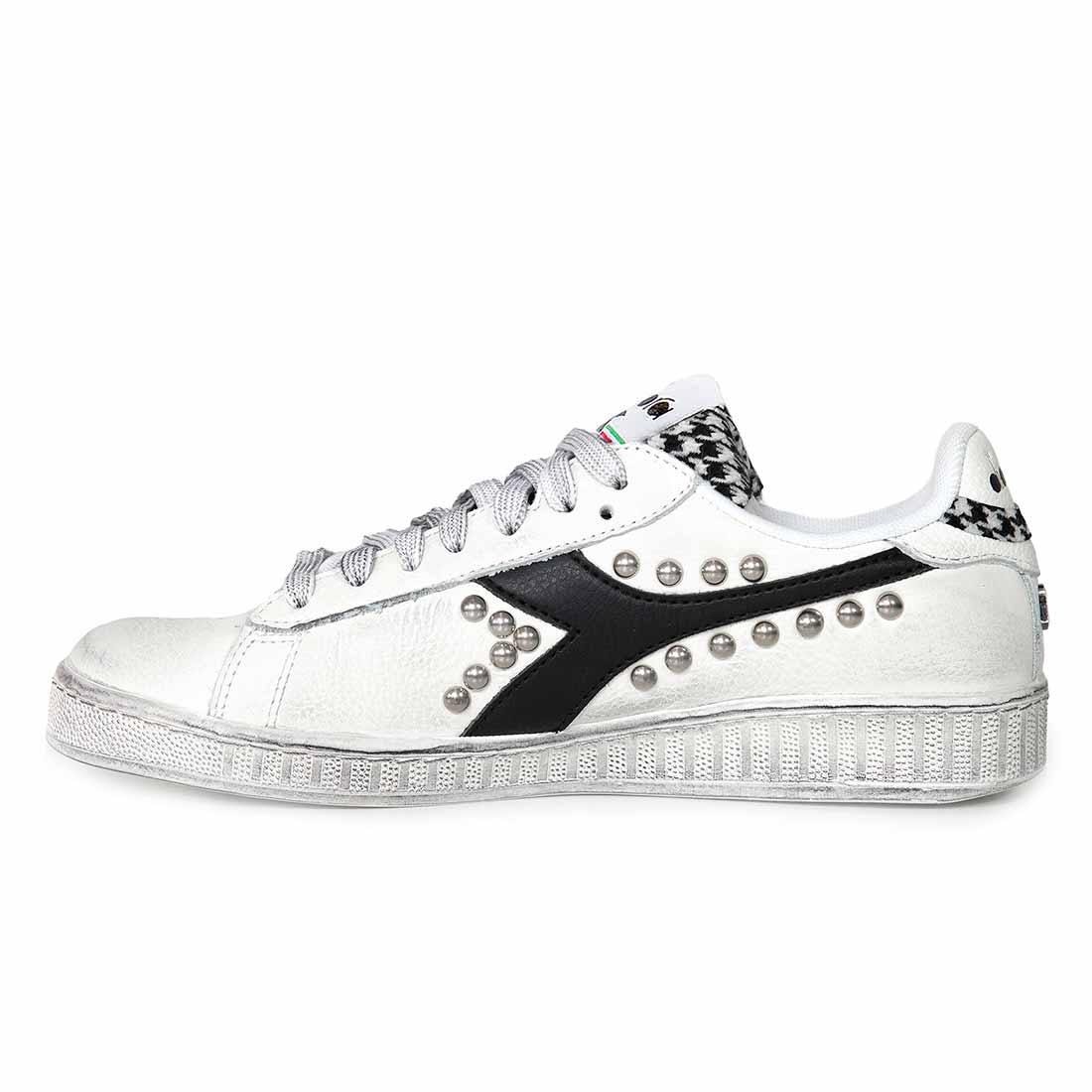 Diadora Game Low Pied De Poule con Borchie - Nere - immagine 5