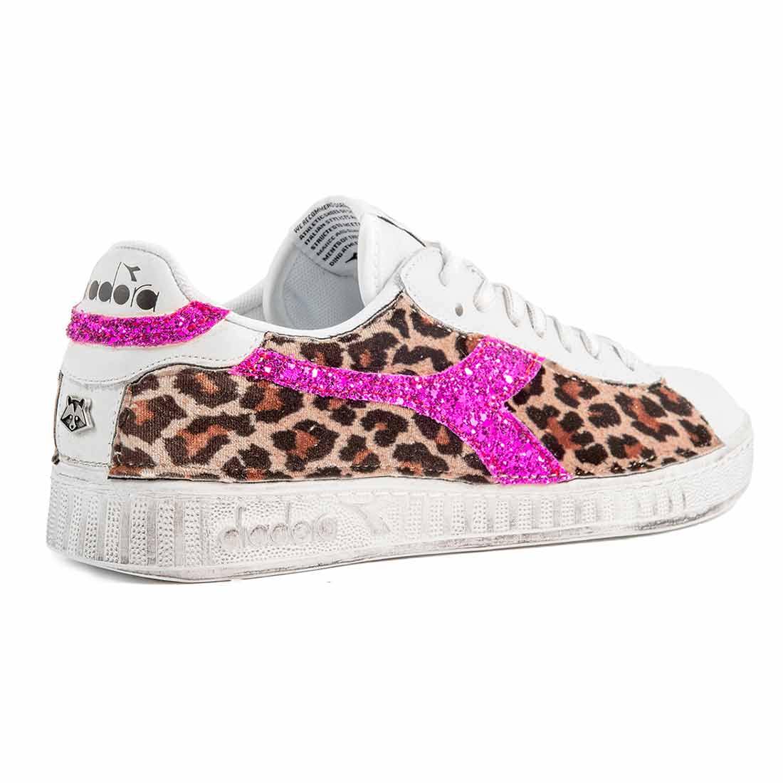 Diadora Game L Low - Leopardate (Animalier Maculato) e Glitter Fucsia - immagine 4