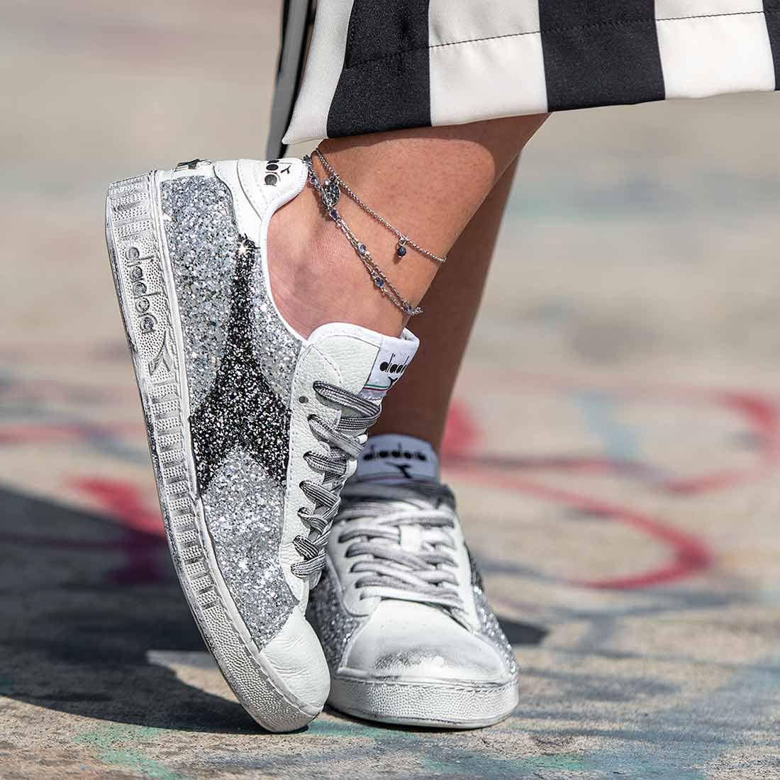 Diadora Game L Low con Glitter Argento e Nero - immagine 3