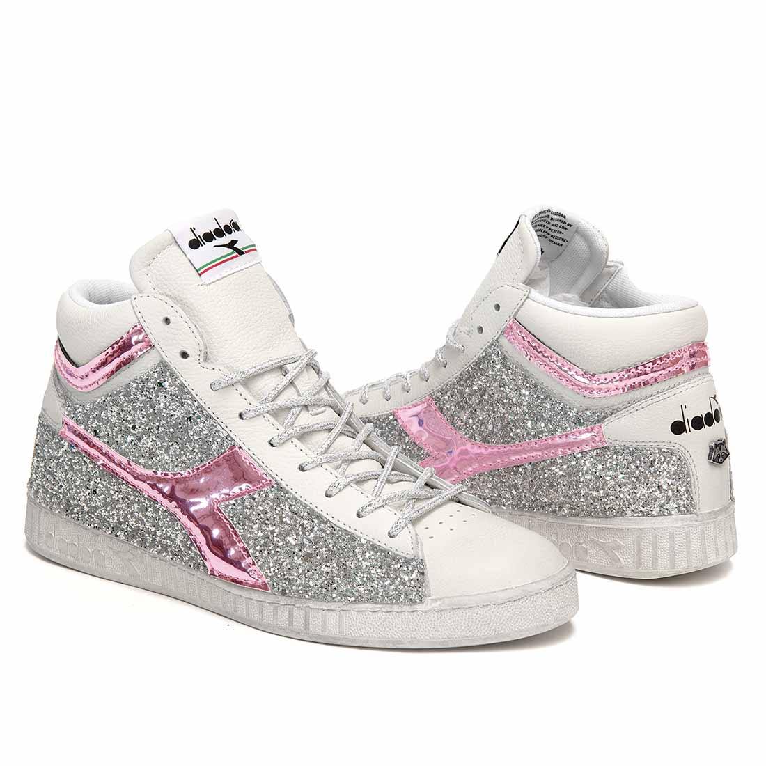Diadora Game High Brillantini Argento e Rosa - immagine 5