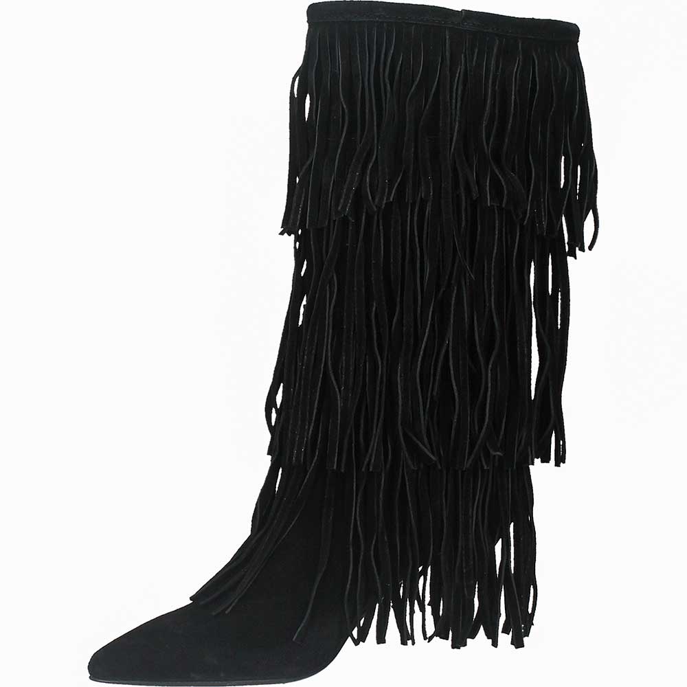 Stivale Hontan nero con frange - immagine 6