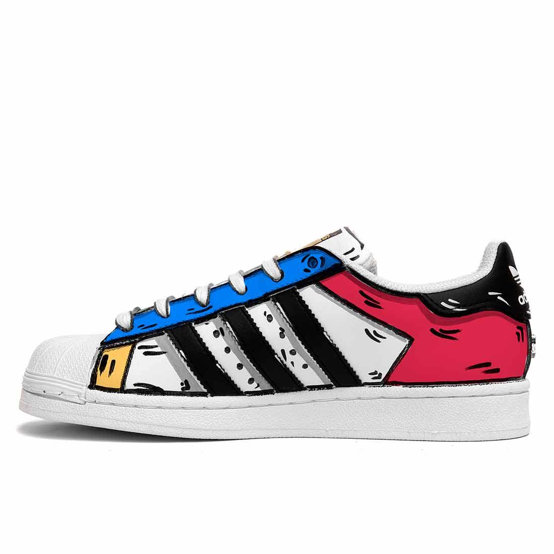 Adidas Superstar Cartoon - Disegnate 2D Rosse Blu e Gialle - immagine 5