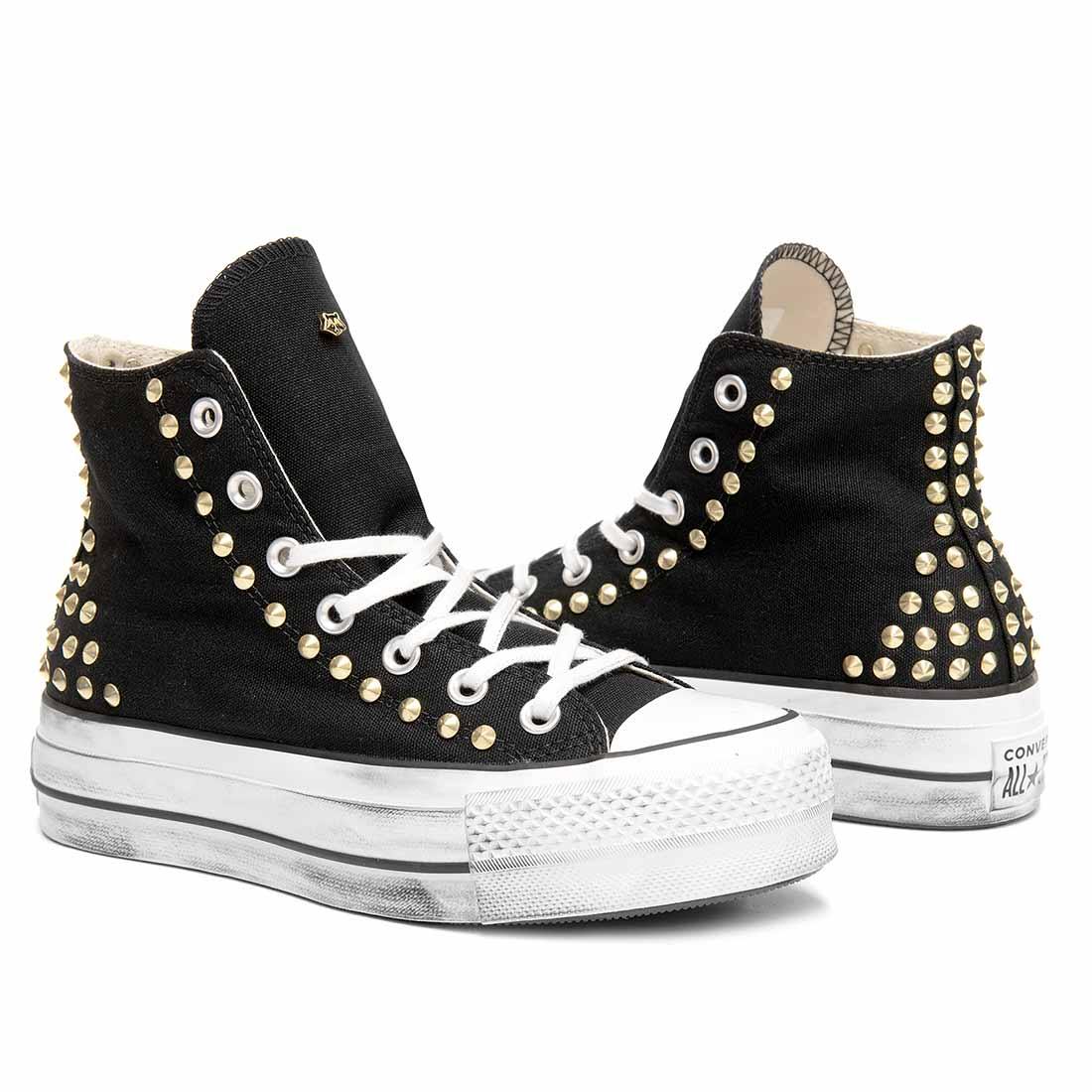 Converse All Star Alte Nere Borchiate Oro - immagine 5