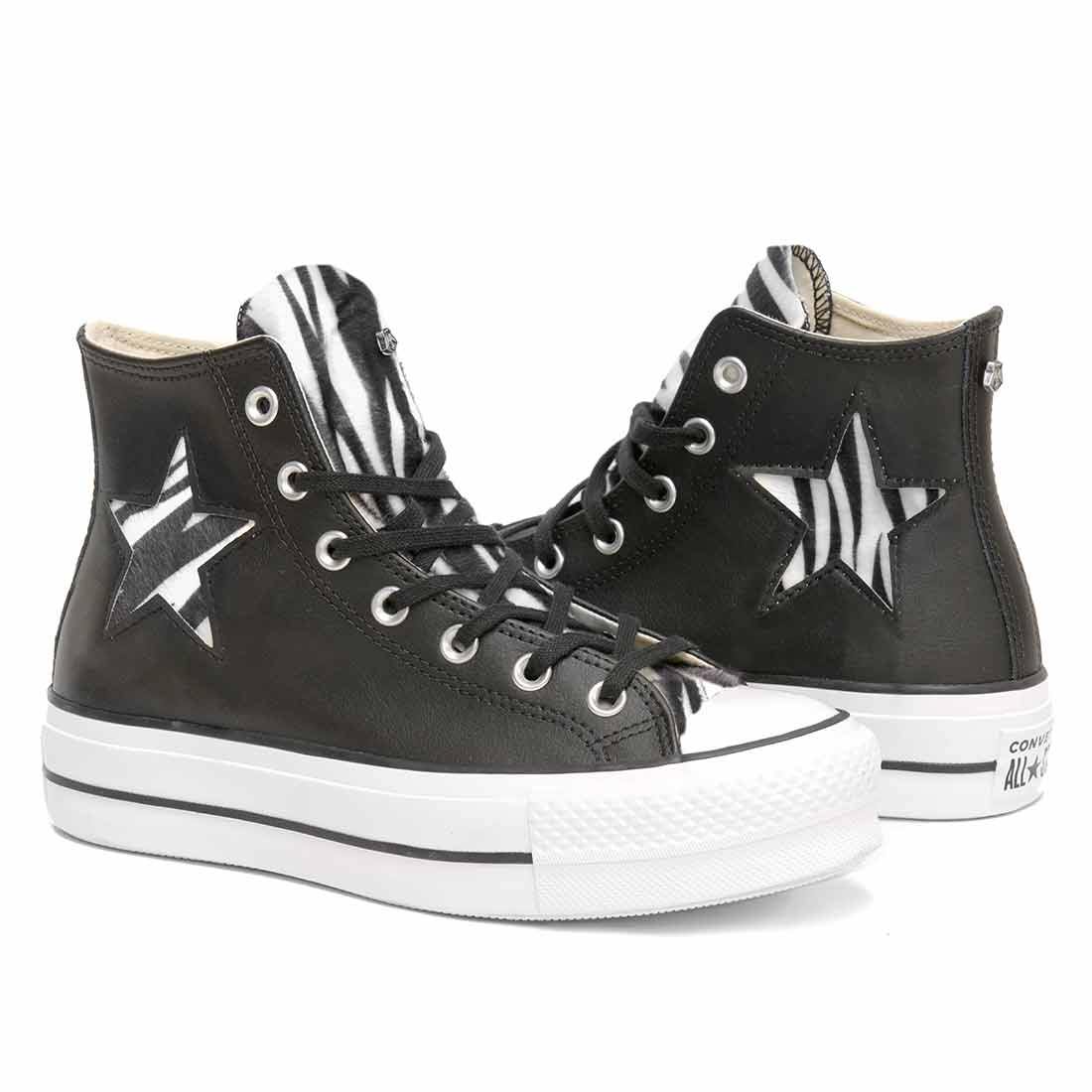 Converse All Star Platform in Pelle Stella Zebrata - immagine 4