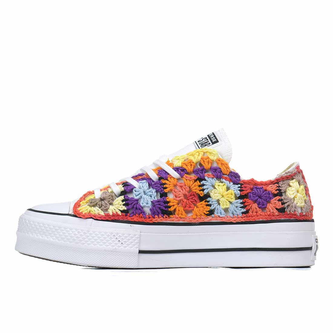 Converse All Star Bianche Crochet Pastello - Basse suola Platform - Outlet - immagine 6
