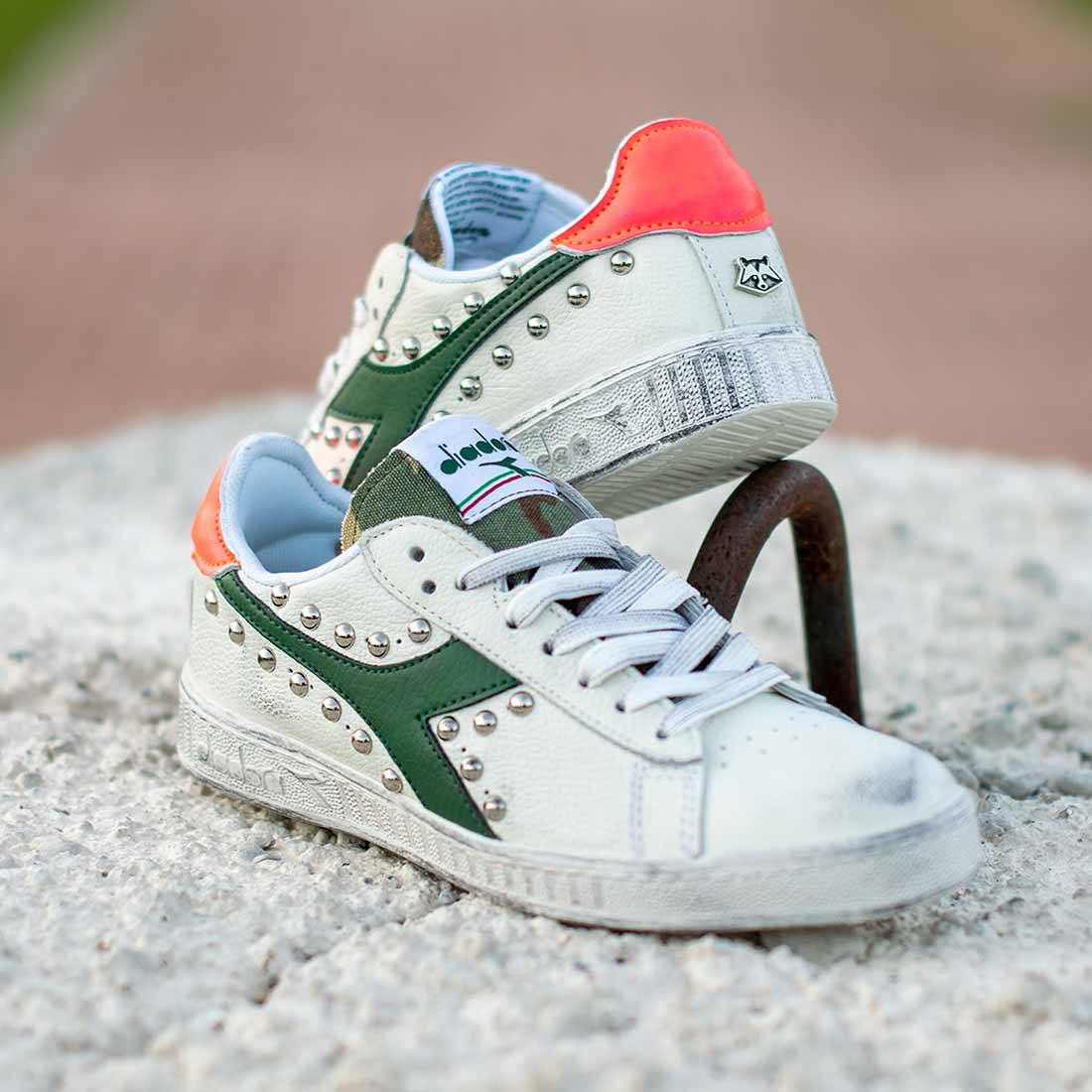 Diadora Game Low Camo e Rosa Fluo - Borchiate - immagine 5