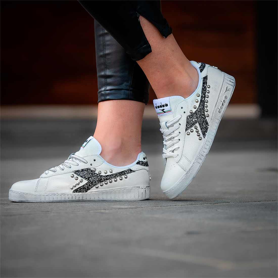 Diadora Game L Low con Borchie e Glitter Nero - immagine 3