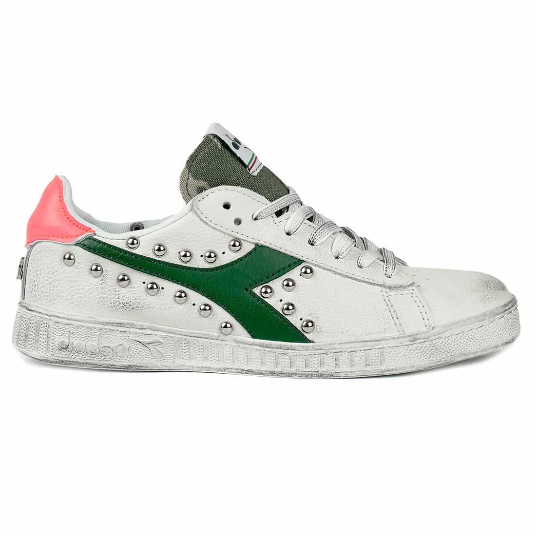 Diadora Game Low Camo e Rosa Fluo - Borchiate - immagine 2