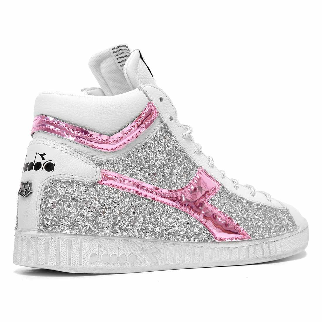 Diadora Game High Brillantini Argento e Rosa - immagine 4