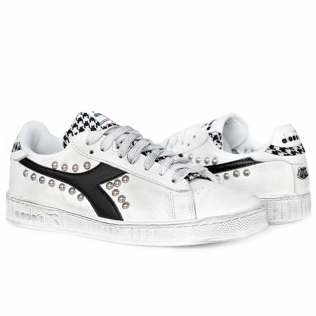 Diadora Game Low Pied De Poule con Borchie - Nere - immagine 4